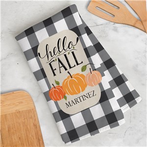 Personalized Hello Fall Dish Towel U20040125