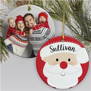 Personalized Santa Photo Double Sided Round Ornament