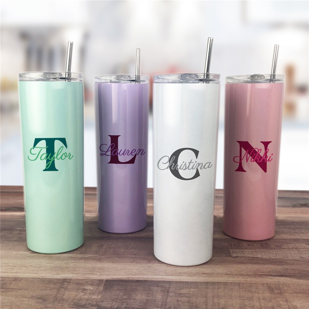 Custom Name & Initial (Girly) RTIC Everyday Tumbler with Straw