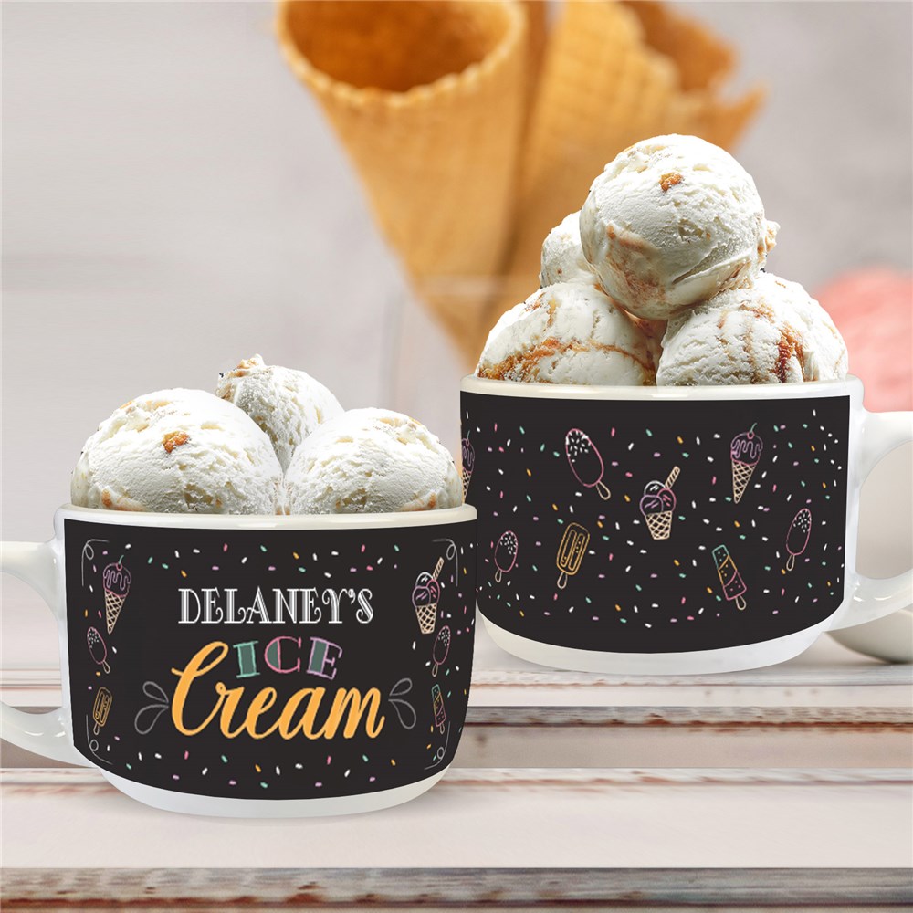 Personalized Chalkboard Ice Cream Bowl with Handle