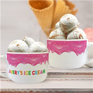 Sprinkles Personalized Ice Cream Bowl, Personalized Kids Ice Cream Bowl,  Initial Ice Cream Bowl, Cute Sprinkles Design, Custom gfyu1456323 