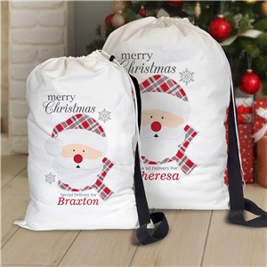 Personalized Plaid Santa Christmas Gift Sack U21587178X