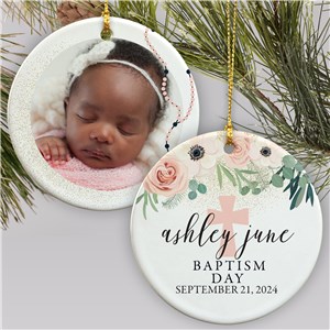 Personalized Baptism Christmas Ornament With Photo