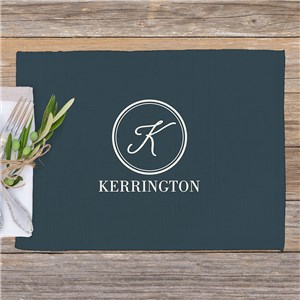 Personalized Circle Iniital Linen Placemat U23013179