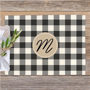 Personalized Plaid Initial Linen Placemat U23015179