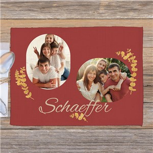 Personalized Gold Leaf Photo Linen Placemat U23016179