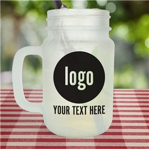 Personalized Custom Logo Frosted Mason Jar U23715188