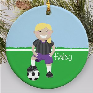 girl soccer player christmas ornament