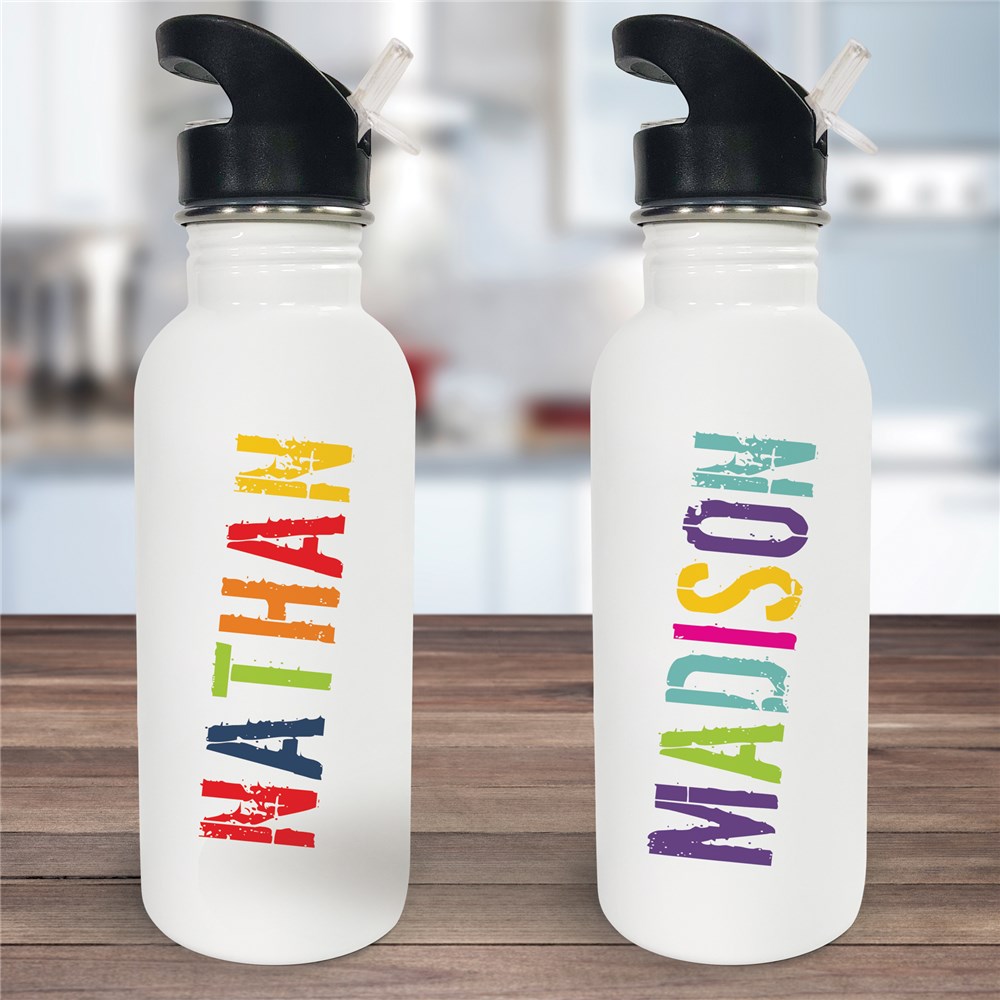 Personalized Any Name Water Bottle Colorful Water Bottle