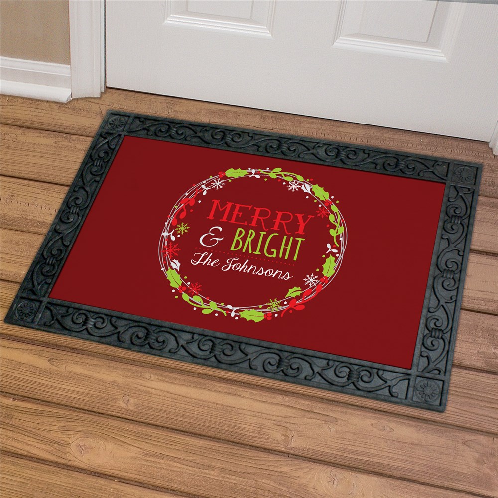 Personalized Merry Bright Christmas Doormat