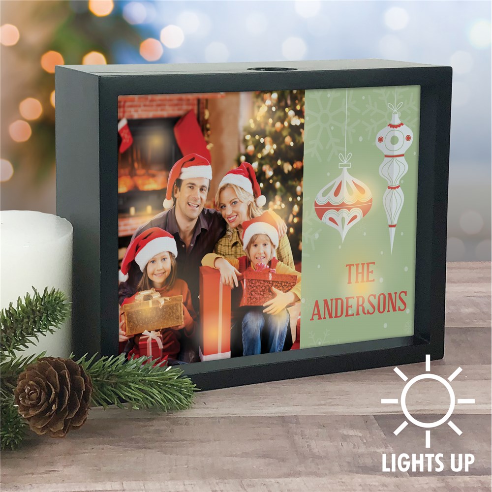 Personalized Vintage Christmas Ornament LED Lighted Shadow Box