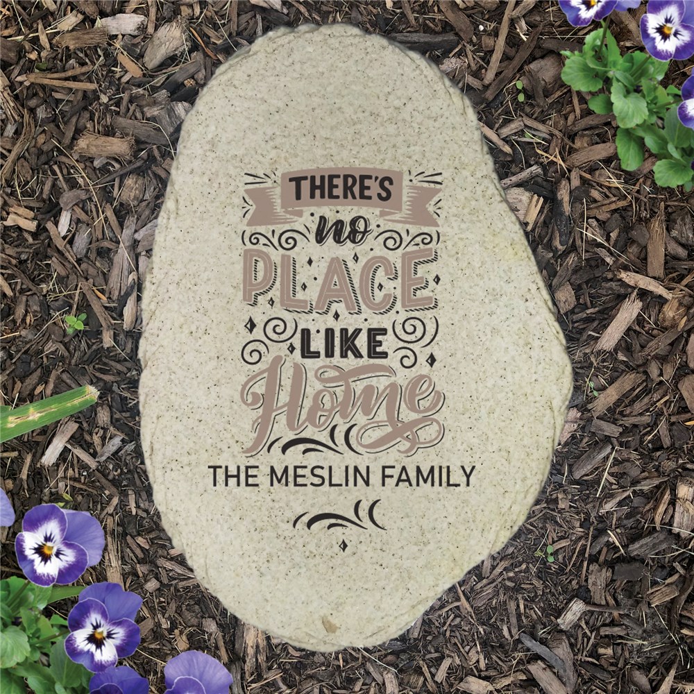 Personalized Flat Garden Stone With There's No Place Like Home Design