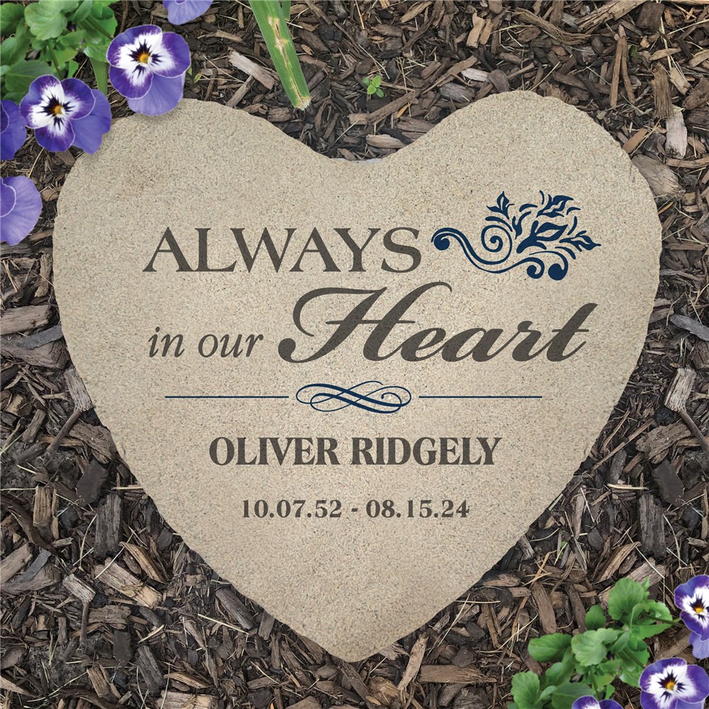 Personalized Memorial Heart Flat Stone