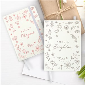 Personalized Floral Pattern Small Leatherette Notebook UV2288741