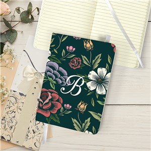 Personalized Dark Blue Floral Small Leatherette Notebook UV2289241