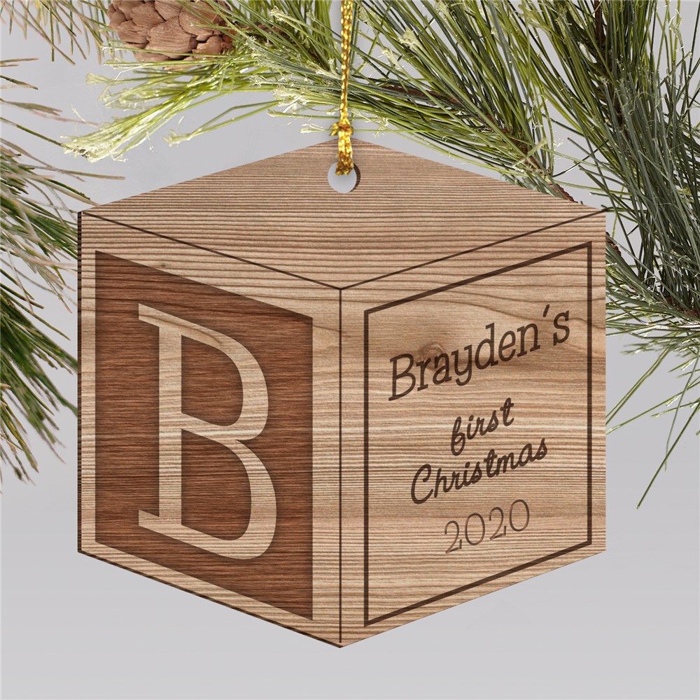 personalized baby block ornament