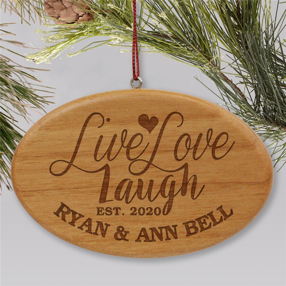 Engraved Live, Laugh, Love Couples Christmas Ornament | GiftsForYouNow