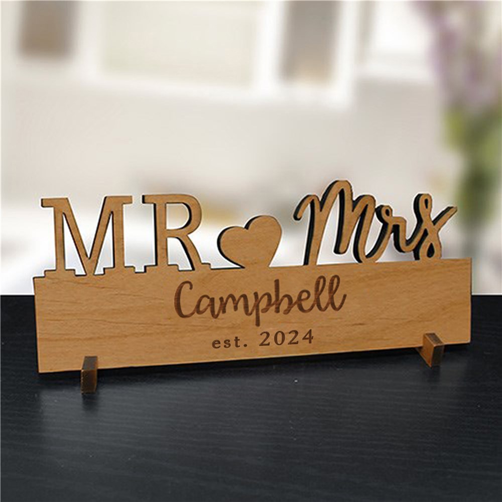 Engraved Couple's Wood Plaque