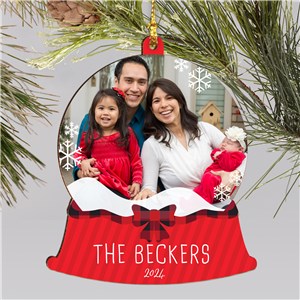 Wooden Snow Globe Shaped Personalized Photo Ornament