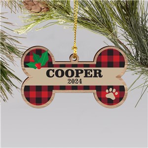 Personalized Dog Bone Wooden Christmas Ornament