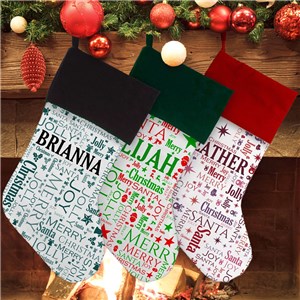 Christmas Word-Art Stocking | Personalized Stocking