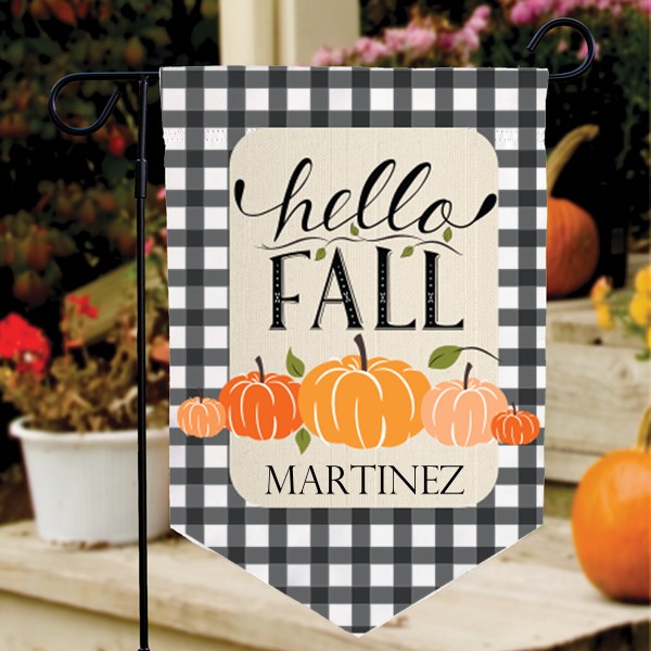 Personalized Hello Fall Pennant Garden Flag