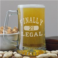 21st Birthday Glass Mug | Engraved 21st Birthday Beer Mug from ...